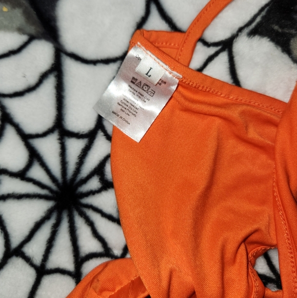Orange Fuzzy Mesh Skirt Set - Picture 4 of 16